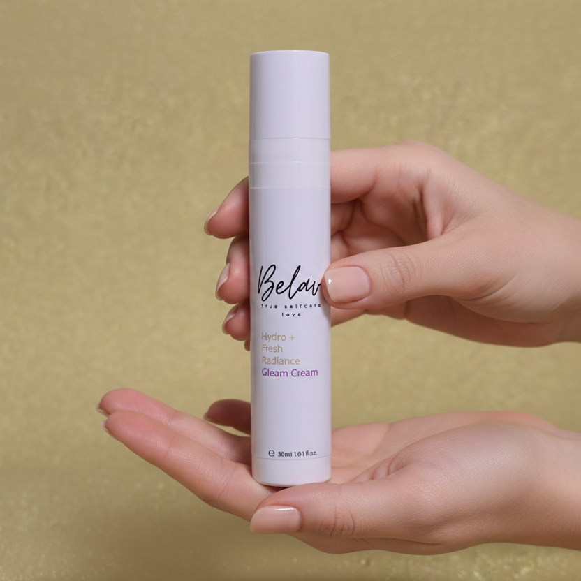 Gleam Cream Verpackung –Feuchtigkeitspflege im Airless Spender für optimale Produktentnahme